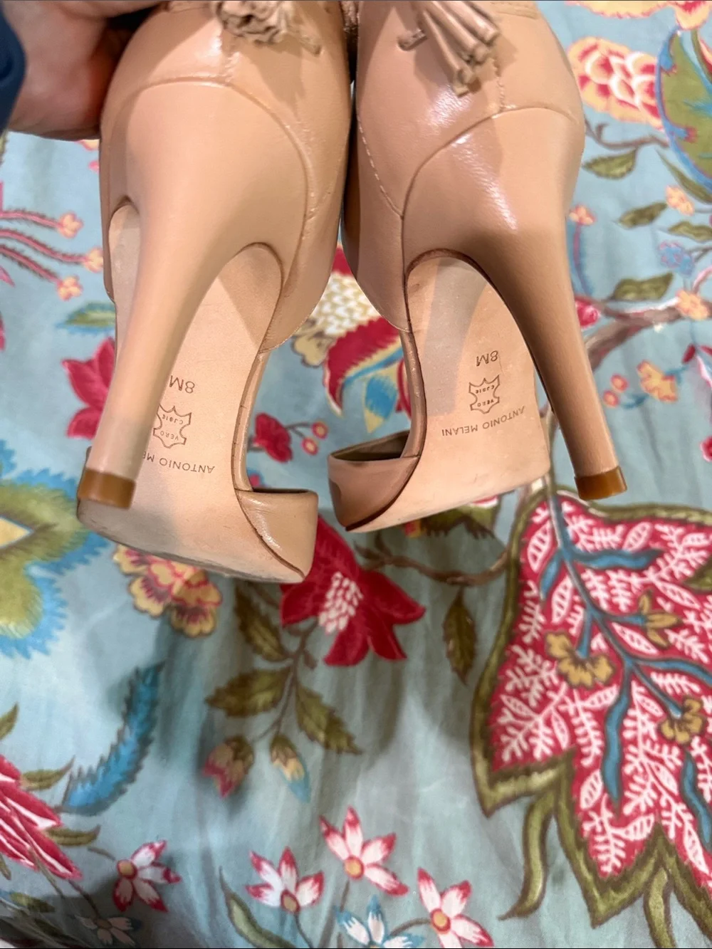 ANTONIO MELANI Blush Nude Pointed-Toe Ankle-Tie Pumps